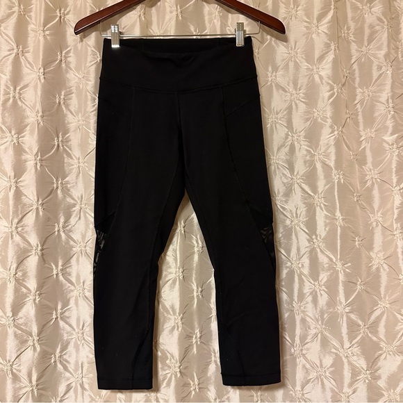 Lululemon Black Wunder Under Crop II Leggings Laser-Cut Mesh Special Edition - Picture 2 of 16